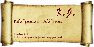 Köpeczi János névjegykártya